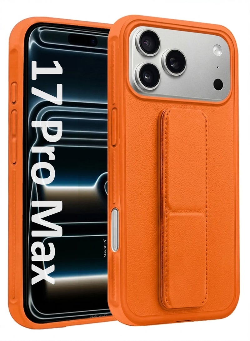 JOMILA For iPhone 17 Pro Max Case Cover Finger Grip Holder Phone Car Magnetic Multi-function Shockproof Protective Case Two-in-One Phone Holder Case - Cosmic Orange - Image 3