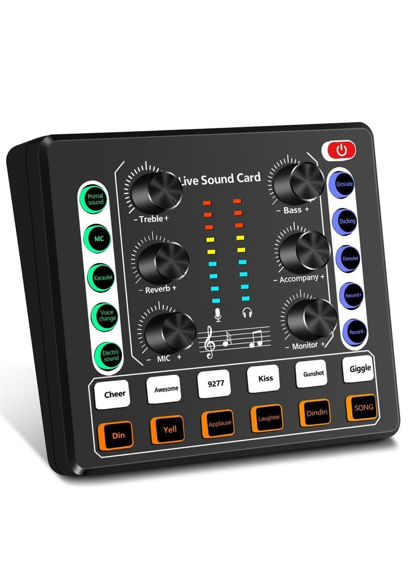 Generic Live Sound Card, M8 Mini Audio Mixer Board, DJ Mixer, for Music Recording Karaoke Singing Broadcast & Live Stream  - Image 3