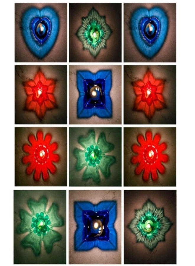12pcs Diwali Diyas Colourful 3D Reflection Diya for Diwali Decor Flower Shape Shadow Reflective Diyas for Diwali Decoration Items for Home Decor Reusable Diwali Light (Mix Color) - Image 3