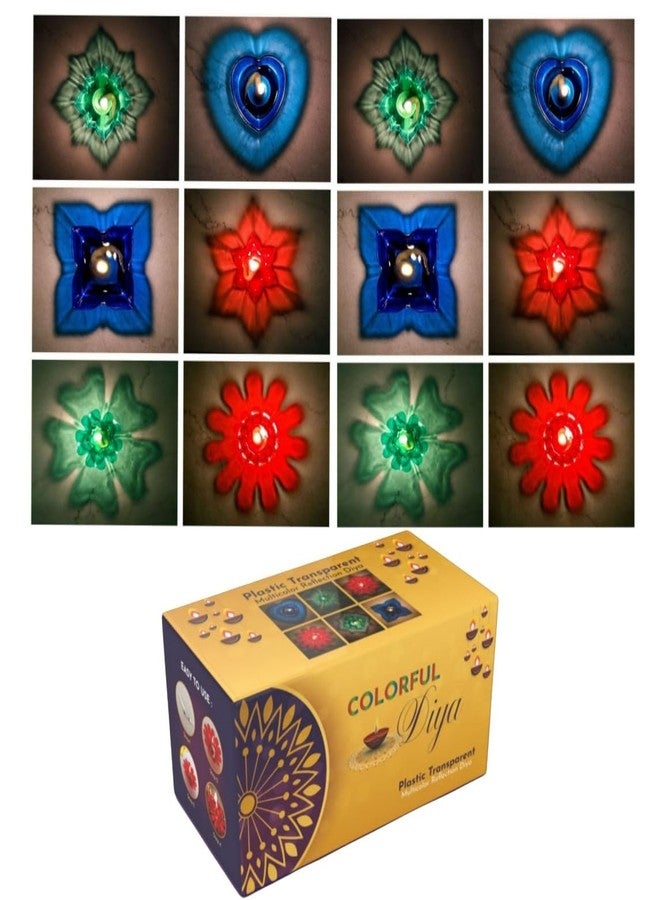 12pcs Diwali Diyas Colourful 3D Reflection Diya for Diwali Decor Flower Shape Shadow Reflective Diyas for Diwali Decoration Items for Home Decor Reusable Diwali Light (Mix Color) - Image 4
