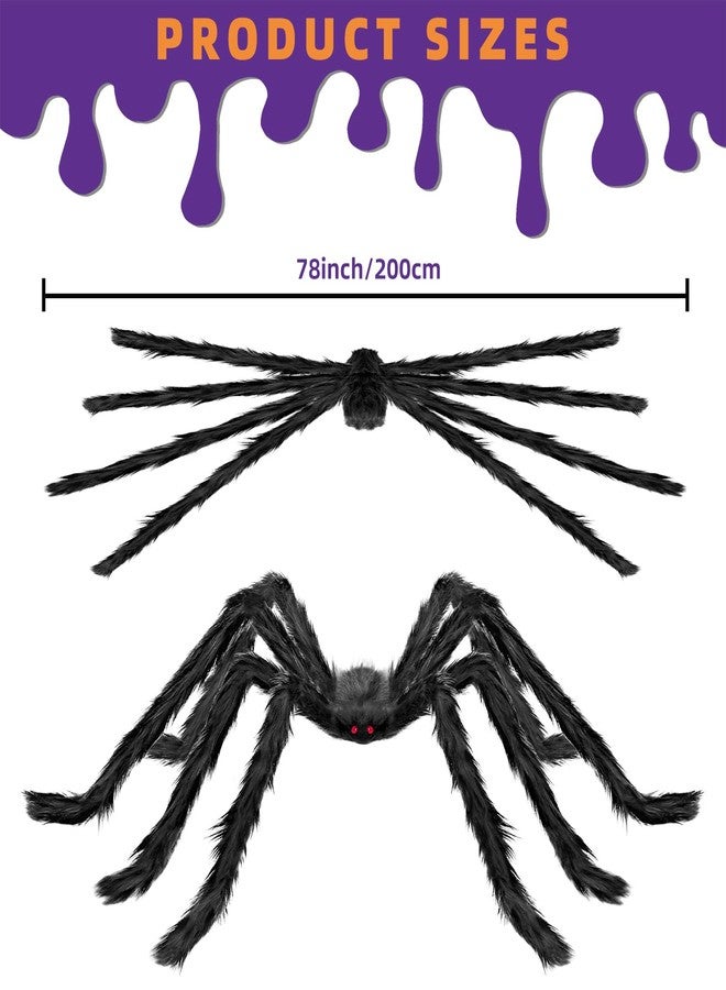 Kendane Halloween Decorations Outdoor and Indoor,2pcs 78" Giant Spider Decorations,Scary Large Spider Props for Yard Lawn,Halloween Party Decorations,Haunted House Decor,Black - Image 2