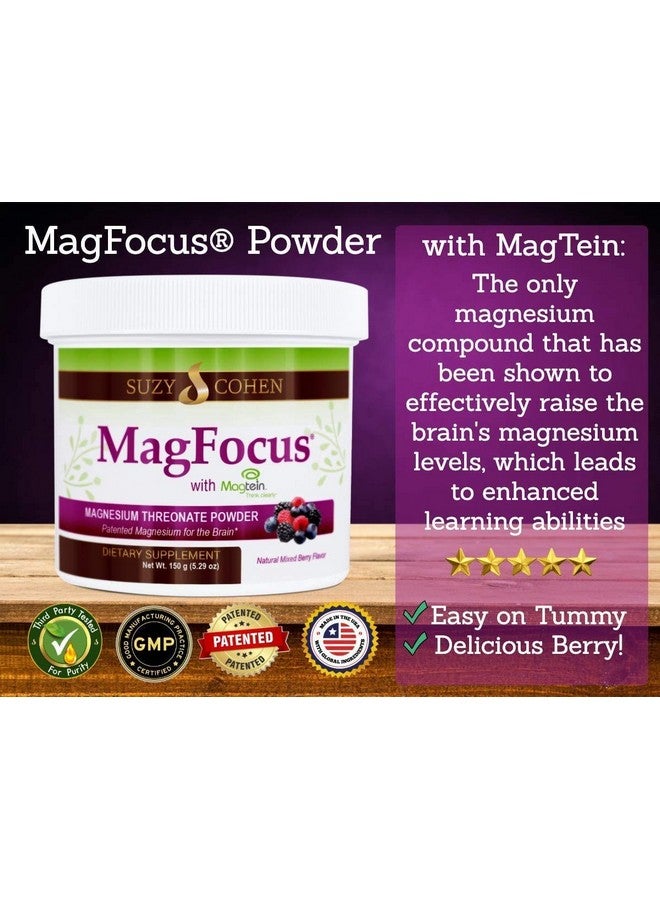 Script Essentials Suzy Cohen MagFocus Magnesium L-Threonate Powder with Magtein (Mixed Berry) Plus Magnesium Glycinate for Wellness, Focus, and Cognition - Gluten-Free, Non-GMO, Vegetarian (60 Servings) - Image 2