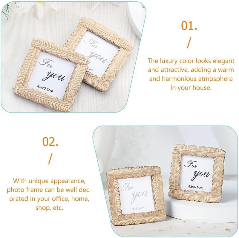 Vintage Photo Frames: Gold Resin Mini Frames - Decorative Small Frames for Tabletop Decor Wedding Keepsake Display - Image 2