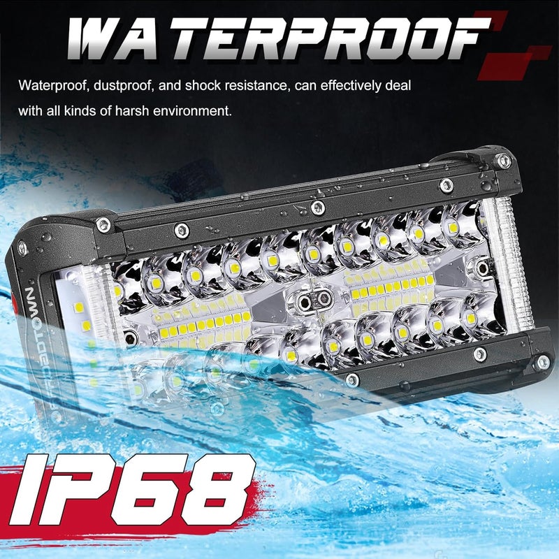 OFFROADTOWN 7in LED Light Bars Side Shooter LED Pods Off Road Fog Lights Driving Lights with Black Red Blue Side Cover for Truck ATV UTV Motorcycle Pickup Boat - Image 5