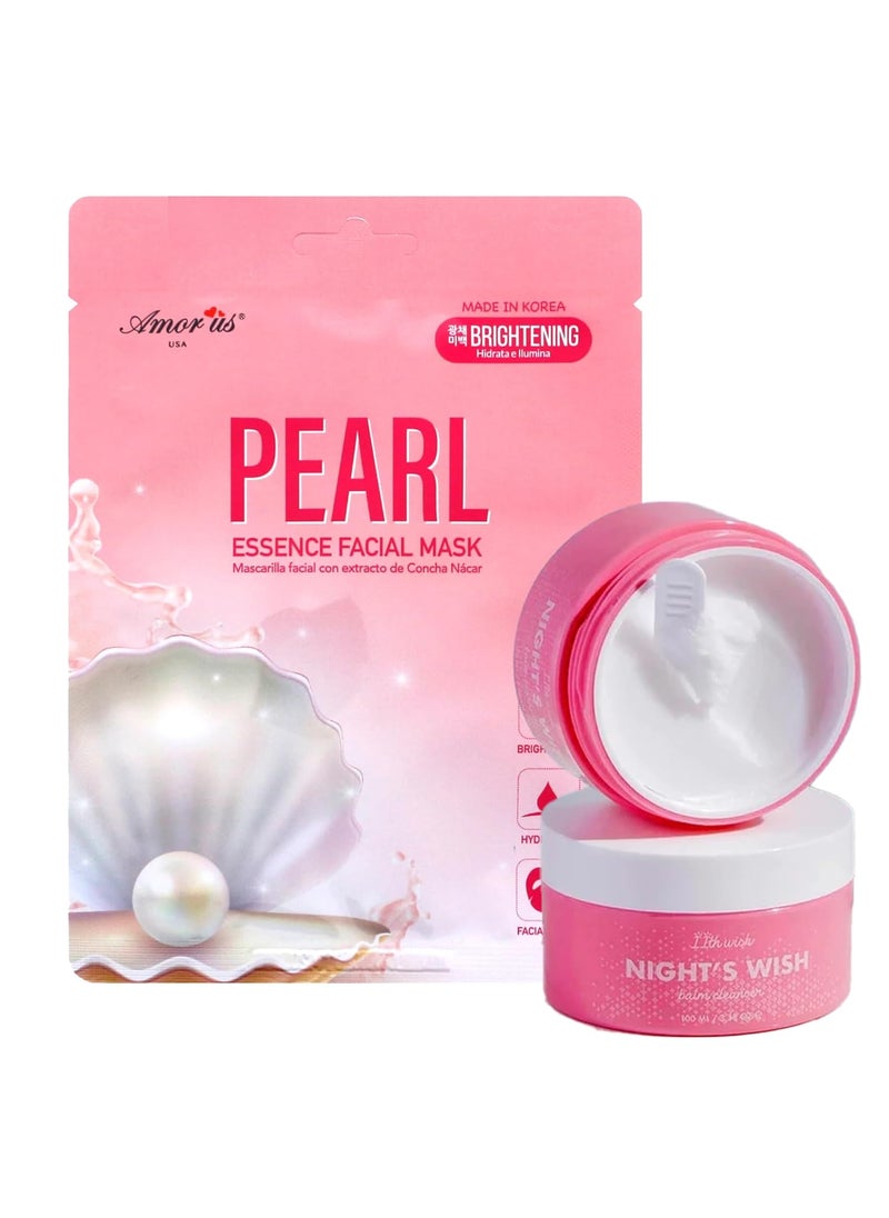 Glam Lux Skincare Bundle KBeauty Amorus 11th Wish Nights Wish Balm Cleanser Makeup Remover Exfoliator Made in Korea Vegan Paraben Free Cruelty Free  Rejuvinating Korean Face Sheet Mask 