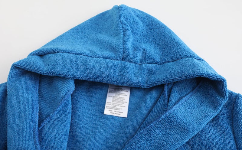 FunnyPaja Kids Soft Towel Hooded Robe Cotton Bathrobe for Boys 5-16 Years Blue 13-14 Years - Image 3