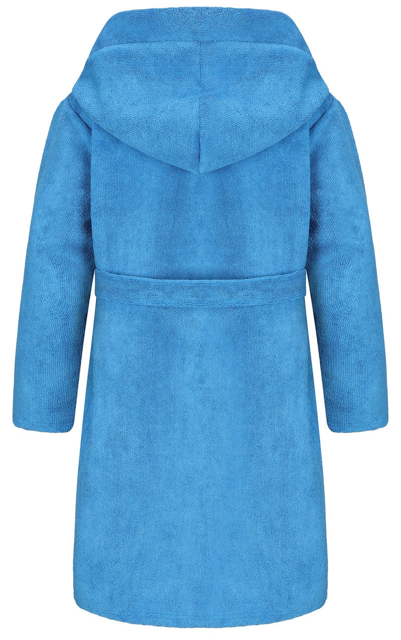 FunnyPaja Kids Soft Towel Hooded Robe Cotton Bathrobe for Boys 5-16 Years Blue 13-14 Years - Image 2