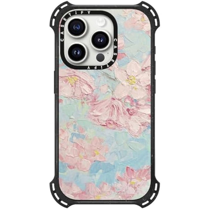 كاستيفي CASETiFY Bounce iPhone 15 Pro Case 【6X Military Grade Drop Tested / 21.3ft Drop Protection/Compatible with Magsafe】 - Yoshino Cherry Blossoms - Triple Black - Image 3