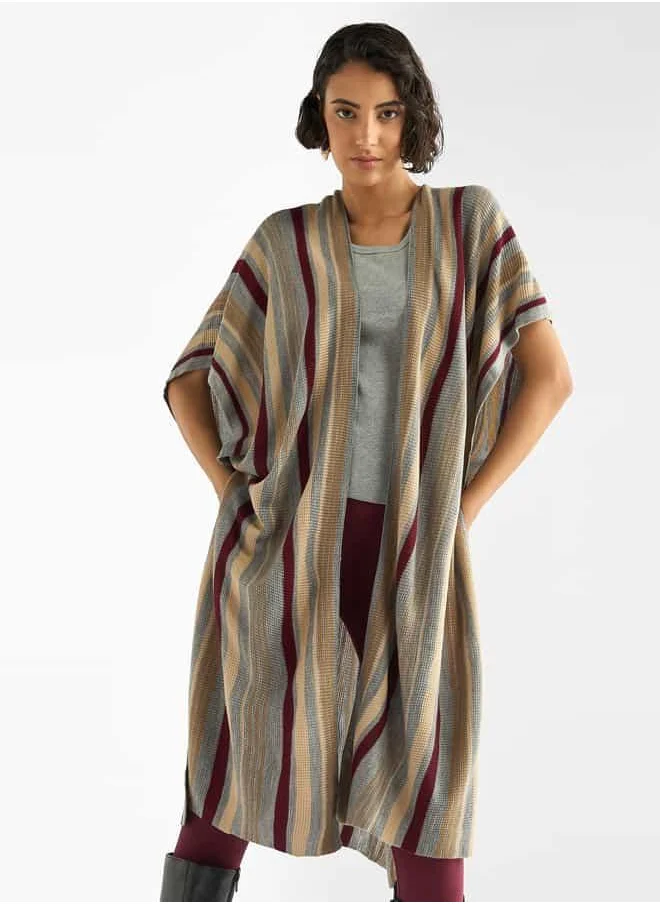 FAV Striped Open Front Longline Cardigan