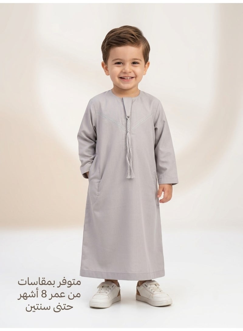 Children's nightgown, Omani and newborn thobe, seven-piece thobe, Emirati boy's thobe, children's nightgown, newborn nightgown, short-sleeved thobe, half-sleeved nightgown, sleep shirt, short-sleeved Saudi nightgown, loose-fitting nightgown, house shirt, newborn gifts, baby gifts, infant gifts, baby gifts, boy's gifts, children's clothes, gift for boys - Image 2
