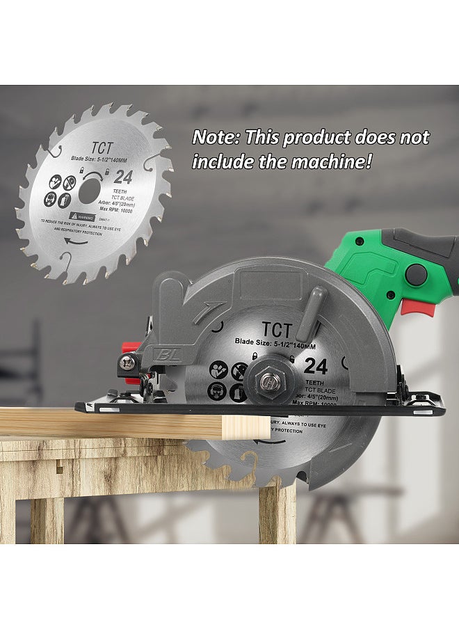 Generic - 5-1/2-Inch 140mm Circular Saw Blade 24 Teeth Wood Cutting Disc for Cutting Hard Soft Wood Chipboard and Plywood - Image 1