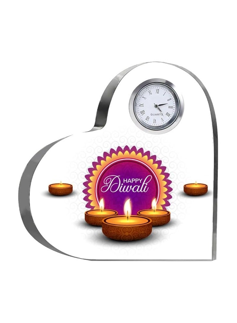 Diwali Special Heart-Shaped Crystal Clock Gift-Thoughtful Presents For Diwali Gifts For Your Friends And Family  - Image 1
