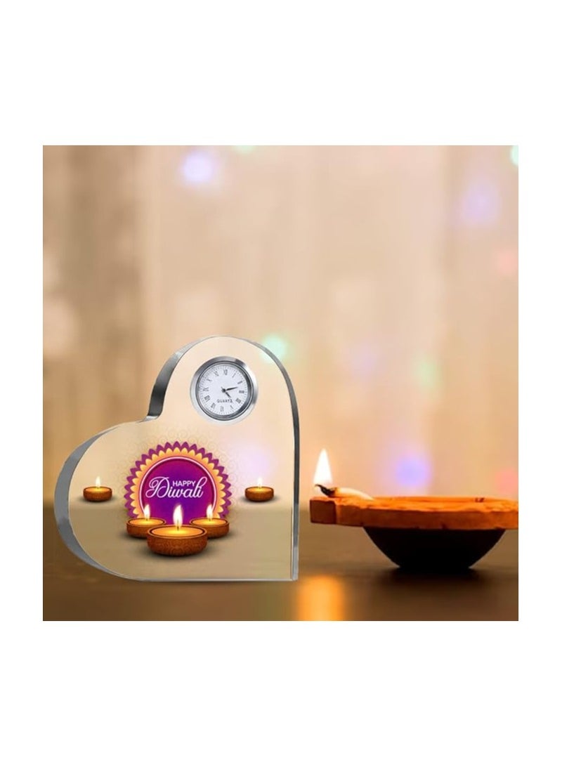 Diwali Special Heart-Shaped Crystal Clock Gift-Thoughtful Presents For Diwali Gifts For Your Friends And Family  - Image 2