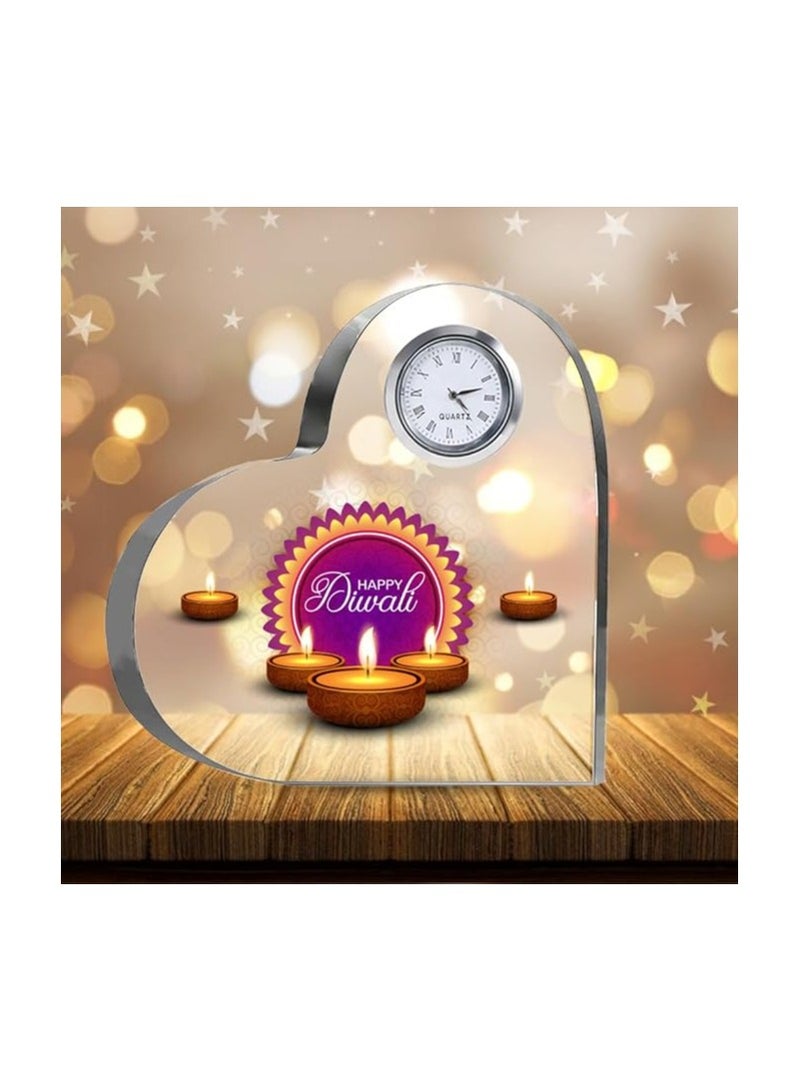 Diwali Special Heart-Shaped Crystal Clock Gift-Thoughtful Presents For Diwali Gifts For Your Friends And Family  - Image 3