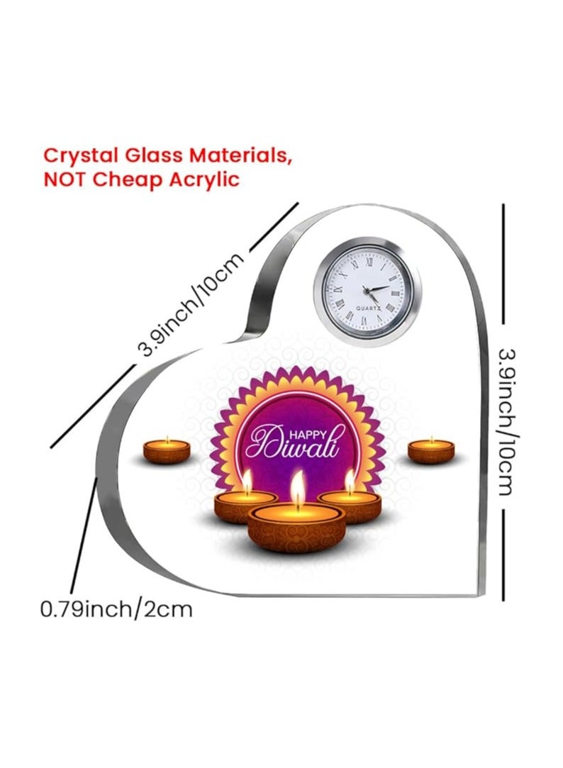 Diwali Special Heart-Shaped Crystal Clock Gift-Thoughtful Presents For Diwali Gifts For Your Friends And Family  - Image 4