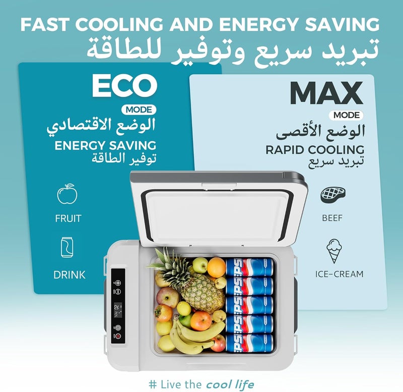 EUHOMY 10L Portable Car Refrigerator, -20°C to 20°C, 12V Camping Fridge 12/24V DC 110-240V AC, 45W Car Freezer Electric Cooler with Hidden Handle ثلاجة سيارة for Camping/Travel/Home/Truck/vehicle - Image 4