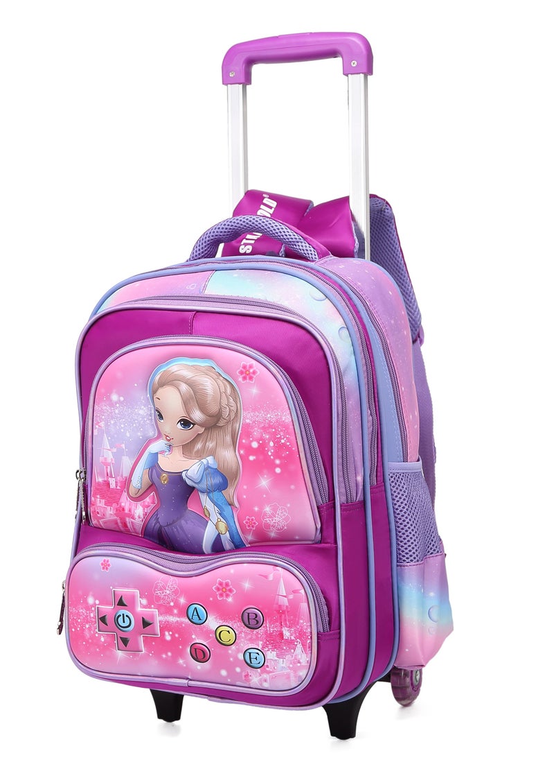 Stargold Baby Backpack 3Pcs For Baby Girls 1 lunch 1 Pencil Box And 1 Bag With Adjustable Strap For School 2 Wheels 16 Inch  - Image 2
