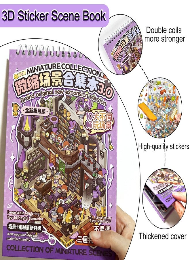 NatldGs 10 Set Miniature DIY 3D House Sticker Scene - Fun 3D Stickers Therapy Book for Adults Kids Relief Stress Pass The Time - Image 5
