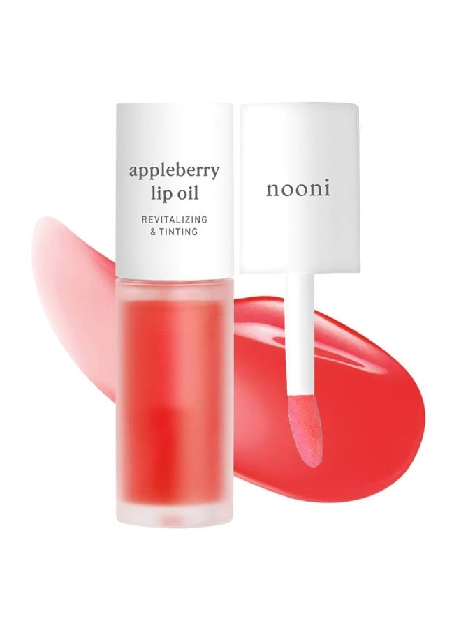 نوني زيت الشفاه الكوري - Appleberry  طويل الأمد ، مرطب ، سحب ، تنشيط الشفاه الجافة ، مقاوم للماء ، لا تقشير ، ترطيب ، تغذية كريستال واضحة ، 0.12 فلور أوز - Image 1
