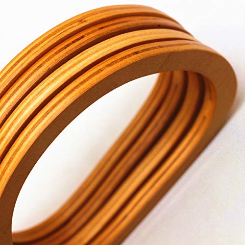 Model Worker 4PCS MDF Oval Shaped Handles Replacement for Handmade Bag Handbags Purse Handles (Light Brown) - Image 2