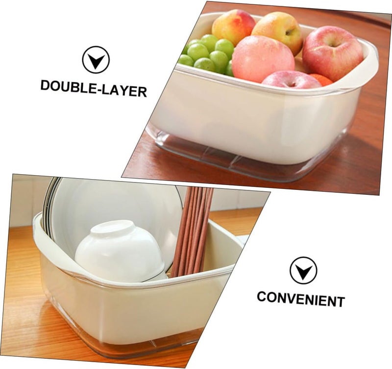 Unomor Double Layer Vegetable Washing Strainer Basket Detachable Kitchen Drainer Bowl for Fruits and Vegetables Lightweight and Space-saving Design - Image 5