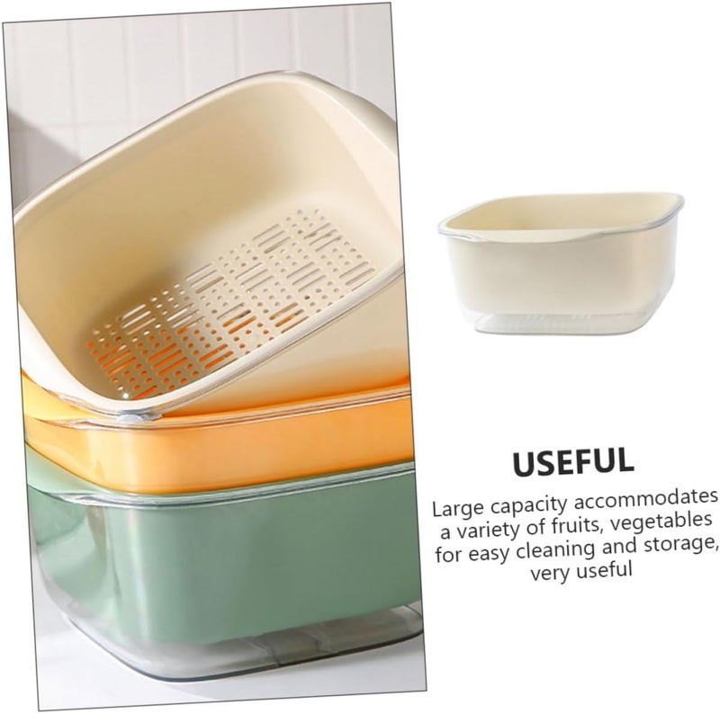 Unomor Double Layer Vegetable Washing Strainer Basket Detachable Kitchen Drainer Bowl for Fruits and Vegetables Lightweight and Space-saving Design - Image 4