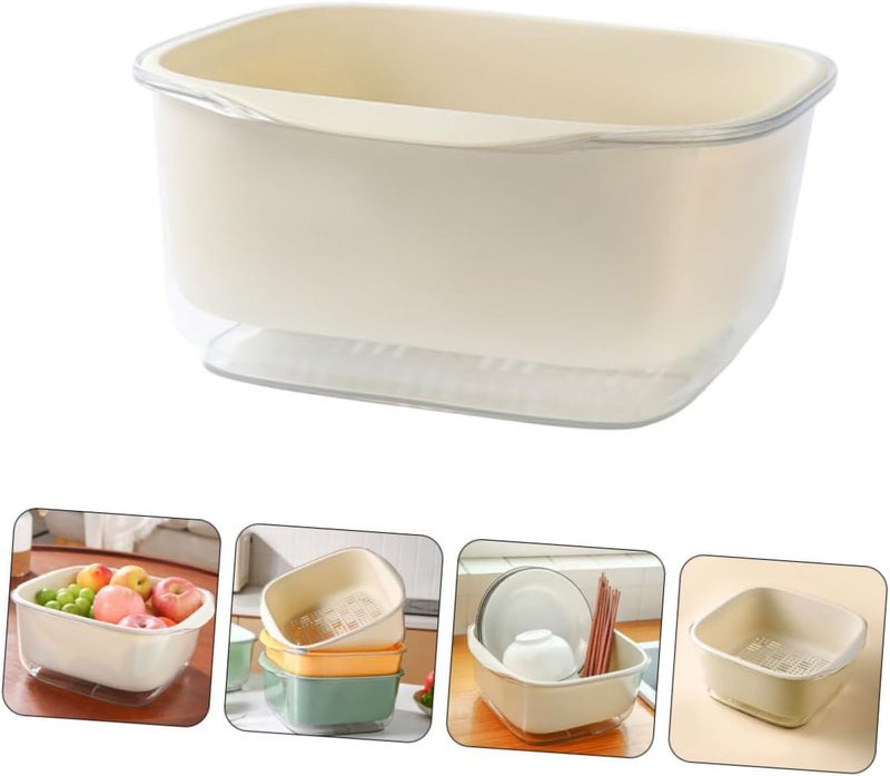 Unomor Double Layer Vegetable Washing Strainer Basket Detachable Kitchen Drainer Bowl for Fruits and Vegetables Lightweight and Space-saving Design - Image 3