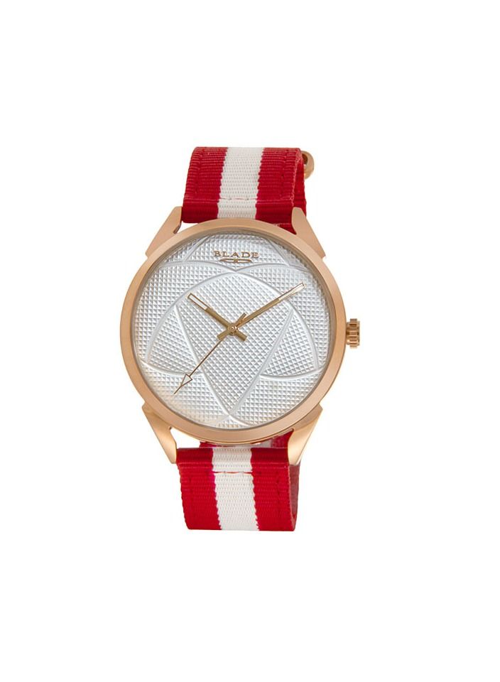 BLADE Retro Fútbol White-Red 3697GRW6C SS & Nylon 3-Hands Unisex Watch - Image 1