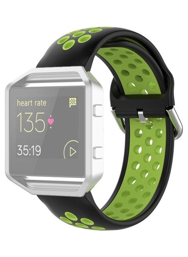 NIBEMINENT Two Colours Silicone Replacement Strap Watchband For Fitbit Versa 2 / Lite Blaze 23mm Sports Black - Image 1