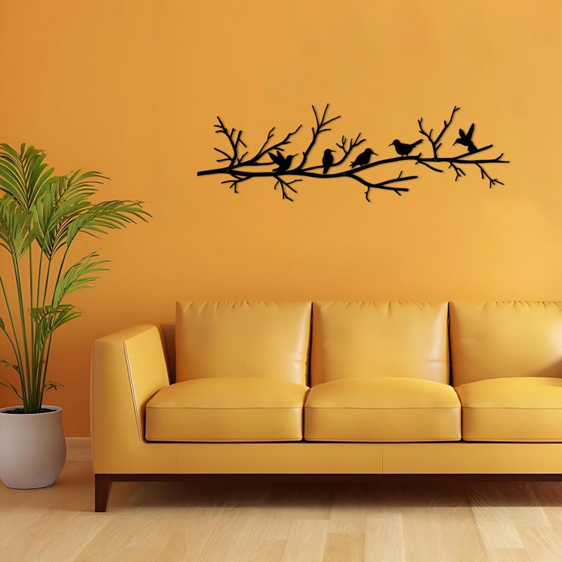 Resama Metal Birds Wall Art for Home Decor - Black Birds on Branch Silhouette Hanging Sculpture, Outdoor Hanging Wall Sculpture for Home Balcony Garden- Perfect Housewarming Gift - Image 4