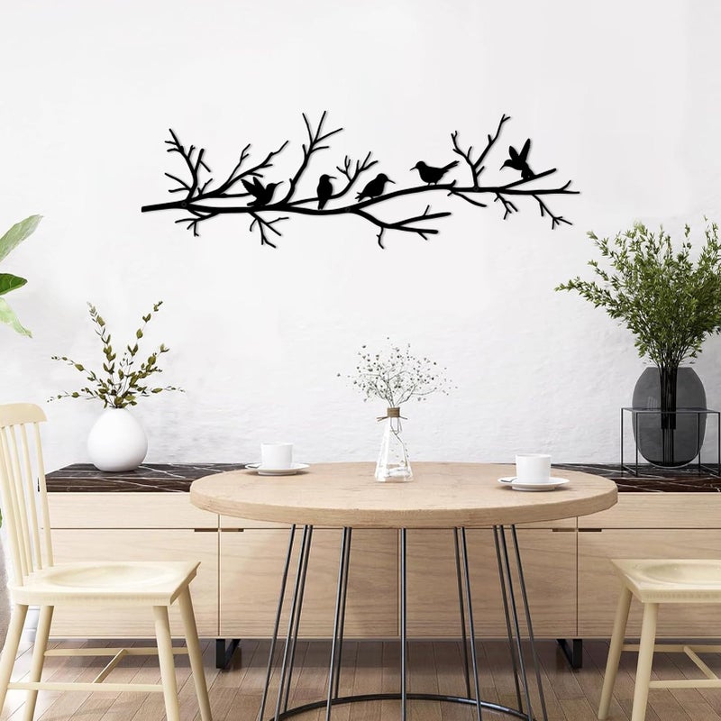 Resama Metal Birds Wall Art for Home Decor - Black Birds on Branch Silhouette Hanging Sculpture, Outdoor Hanging Wall Sculpture for Home Balcony Garden- Perfect Housewarming Gift - Image 1
