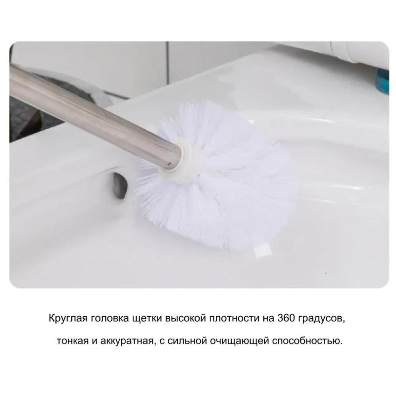 Toilet Brush with Black Stainless Steel Handle - 360-Degree High-Density Round Head for Home Bathroom Deep Cleaning - Image 2