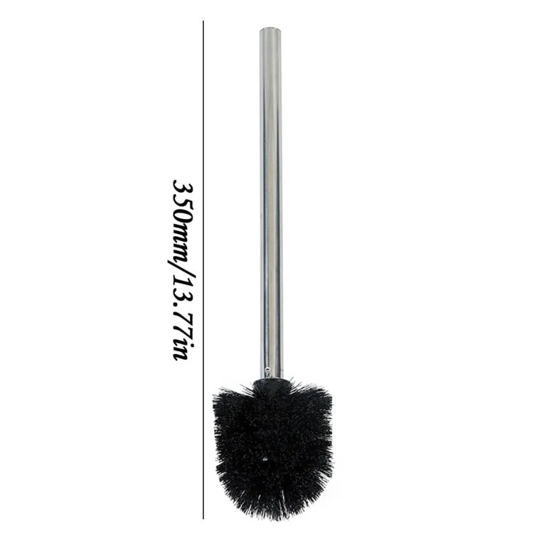 Toilet Brush with Black Stainless Steel Handle - 360-Degree High-Density Round Head for Home Bathroom Deep Cleaning - Image 3
