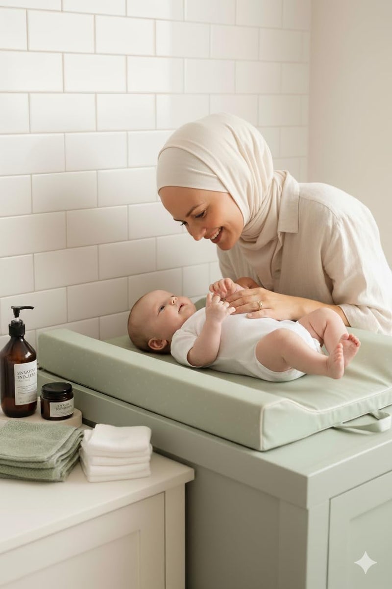 حصيرة تغيير الحفاضات للأطفال، وسادة قوس إسفنجية مقاومة للماء لتغيير حفاضات المواليد الجدد، مريحة وسهلة التنظيف، لجميع طاولات التغيير (أخضر) - Image 5