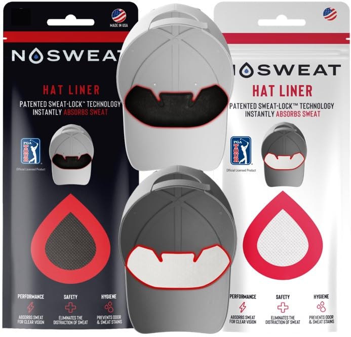 No Sweat Golf Hat Sweat Liner – Prevents Stains & Odor by NoSweat- Patented Technology Made in The USA (3) Blk - Image 3