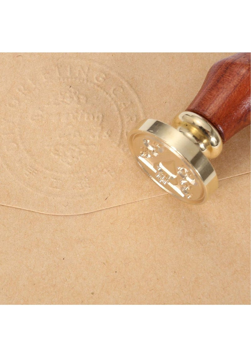 Generic - Wax Seal Stamp Set 6 Pieces Romantic Rose Heart Flower Sealing Wax Stamps Gift Kit with Brass Head Wooden Handle - Image 1