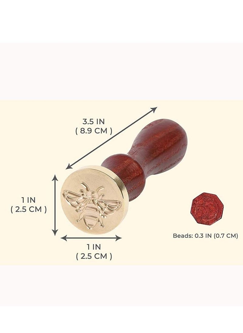 Generic - Wax Seal Stamp Set 6 Pieces Romantic Rose Heart Flower Sealing Wax Stamps Gift Kit with Brass Head Wooden Handle - Image 1