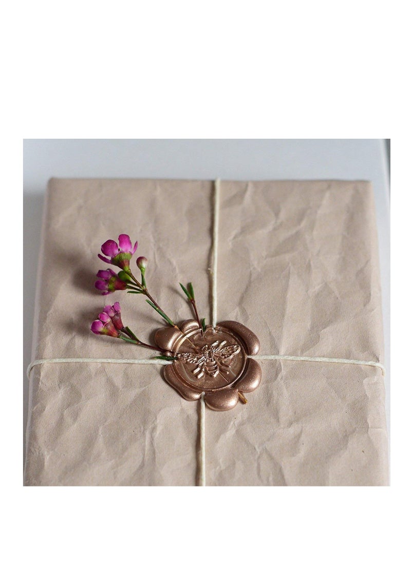Generic - Wax Seal Stamp Set 6 Pieces Romantic Rose Heart Flower Sealing Wax Stamps Gift Kit with Brass Head Wooden Handle - Image 1