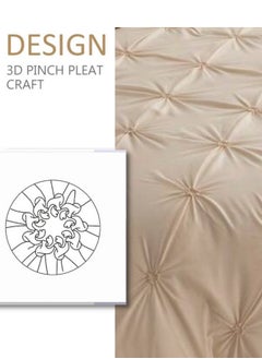 LUNA Home Premium 6 Piece King Size Duvet Cover Pinch Flower Design, Solid Nude Beige color.  - Image 4