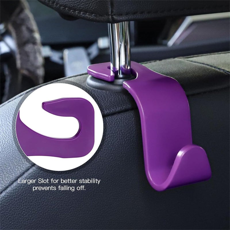 Hanemia Car Seat Headrest Hook, 4PCS Vehicle Seat Back Hanger Storage Organizer for Purse Bag Coat, Auto Interior Hanging Holder Organization Accessories, Universal for SUV Sedan Truck (Purple) - Image 5