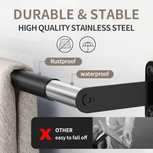 JUYSON Towel Bar for Bathroom 29.92 Inch Matte Black, Towel Racks for Bathroom Wall Mounted,Bathroom Accessories Stainless Steel Towel Rod Single Towel Holder Towel Hanger(Single Bar-Black, 29.92 in) - Image 2