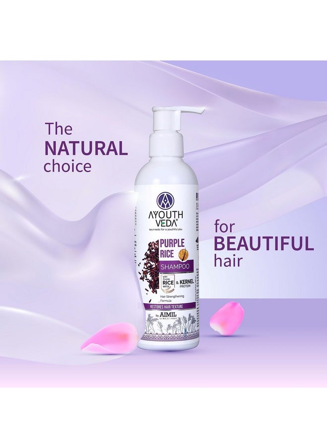 AYOUTHVEDA Purple Rice Water & Kernel Protein Shampoo | With The Goodness Of Betel Leaves & Guava Leaves | For Damage & Frizzy Hair | Helps To Restore Hair Texture (Pack Of 1; 200Ml)  - Image 3