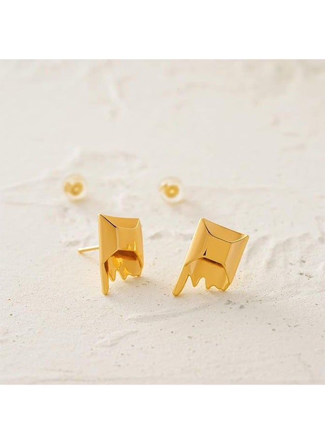 Mevecco Women Earrings Gold Stud 14K Gold Filled Small Simple Handmade Hypoallergenic Everyday Jewelry - Image 3