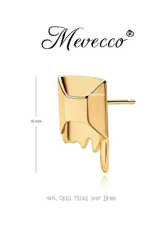 Mevecco Women Earrings Gold Stud 14K Gold Filled Small Simple Handmade Hypoallergenic Everyday Jewelry - Image 2