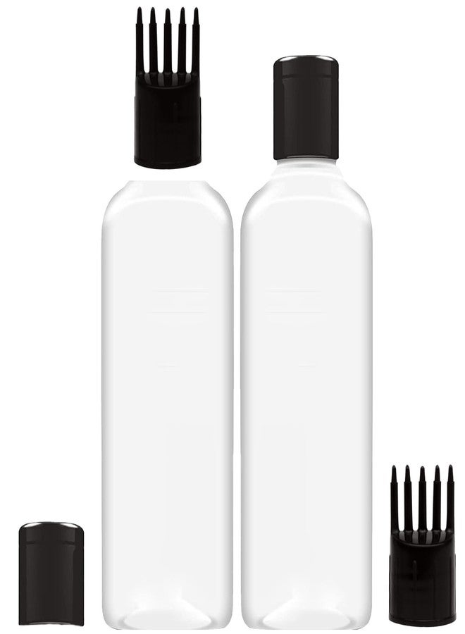 HUNCHA Hair Root Applicator Bottle For Applying Hair Oil Shampoo and Medicine, Oil Applicator Bottle For Scalp, 100ml Applicator Hair Root Bottle, Transparent Bottle, Black Cap, Pack of 2 - Image 1