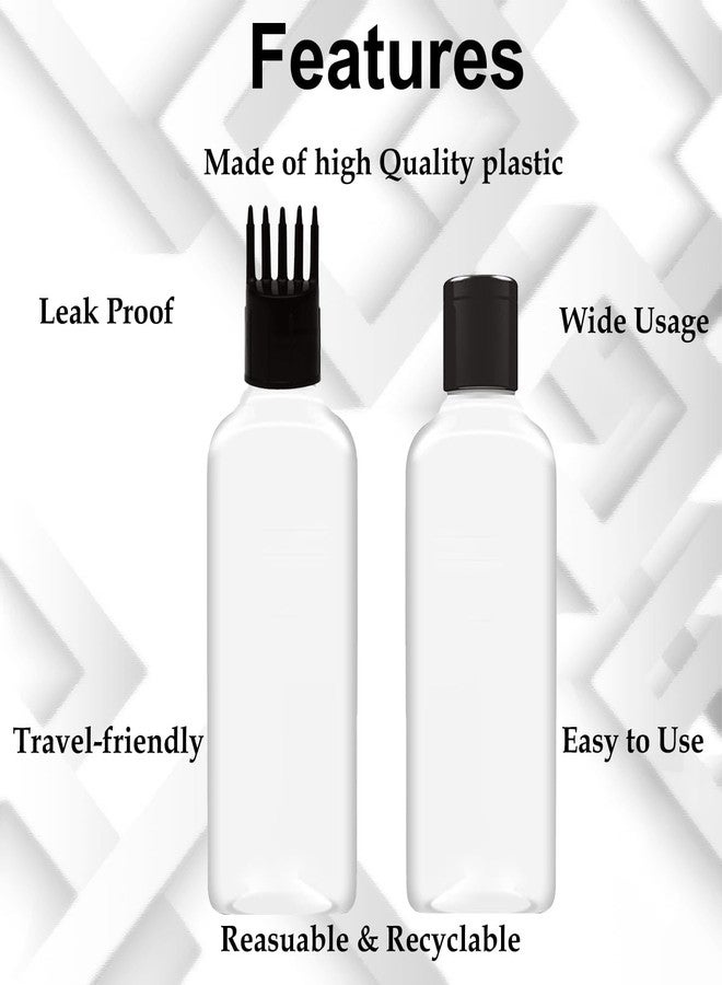 HUNCHA Hair Root Applicator Bottle For Applying Hair Oil Shampoo and Medicine, Oil Applicator Bottle For Scalp, 100ml Applicator Hair Root Bottle, Transparent Bottle, Black Cap, Pack of 2 - Image 3