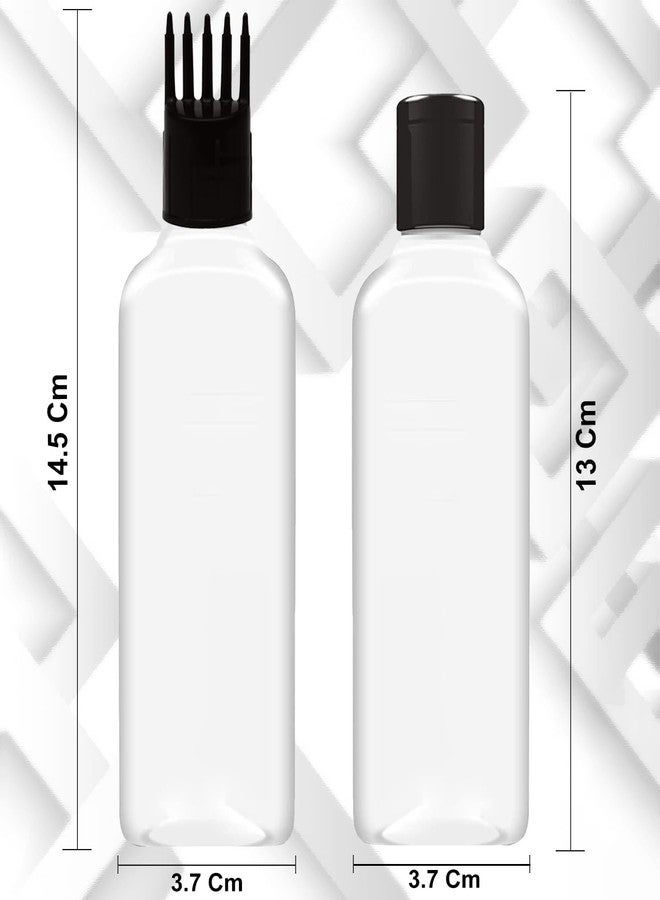 HUNCHA Hair Root Applicator Bottle For Applying Hair Oil Shampoo and Medicine, Oil Applicator Bottle For Scalp, 100ml Applicator Hair Root Bottle, Transparent Bottle, Black Cap, Pack of 2 - Image 2