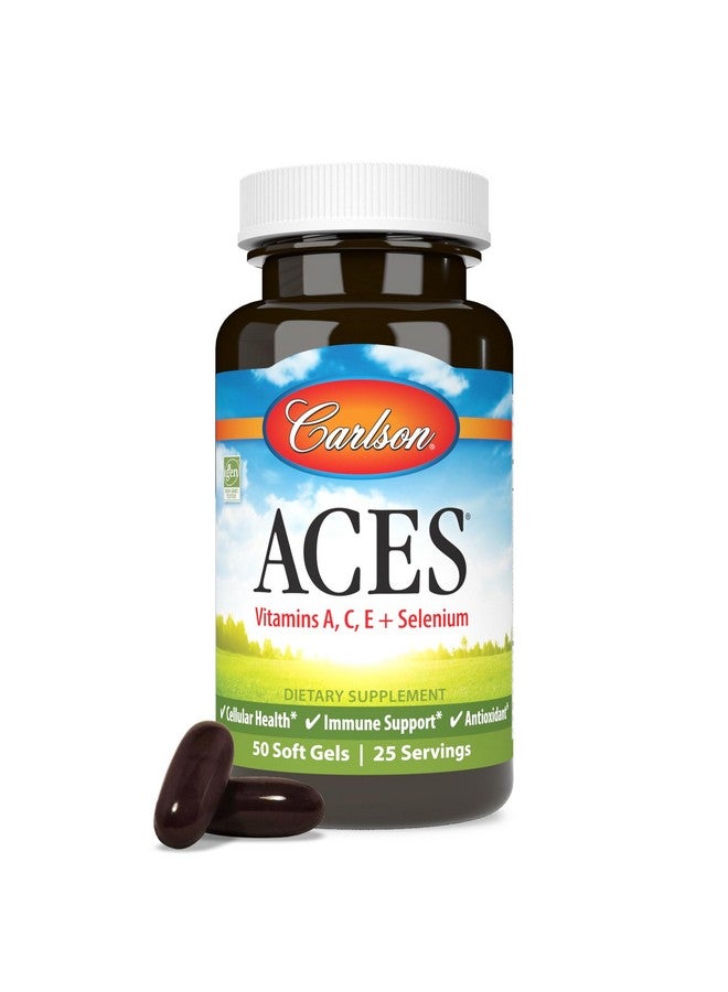 Carlson Carlson - ACES, Vitamins A, C, E + Selenium, Cellular Health & Immune Support, Antioxidant, 50 Softgels  - Image 1
