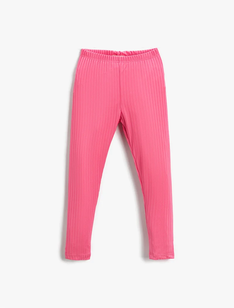 كوتون Girls Ribbed Leggings – Hot Pink
