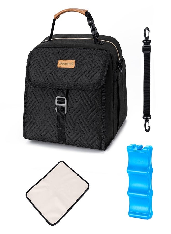 Docami Breast Milk Cooler Bag with Ice Pack Fits 6 Bottles Milk Up to 9 Ounce, Breast Pump Cooler Bag for Nursing Mom Daycare, Work&Travel, Black - Image 1